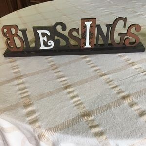 🎁2/$12 BLESSINGS WOODEN CUTWORK 20 X 2 X 5 INCH SIGN